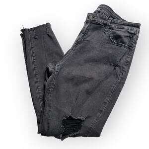 Old Navy Rockstar Super Skinny Ankle Raw Hem Distressed Jeans 14 Edgy Streetwear